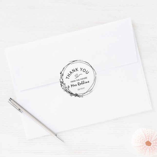 Rustic Flower Bridal Shower Thank You Favor Classic Round Sticker (Envelope)