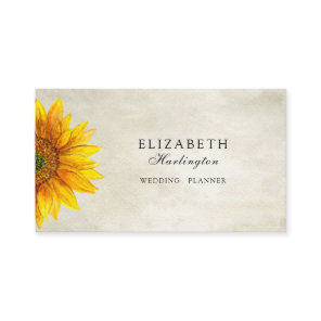 Rustic flower card. Sunflower. Country floral Business Card