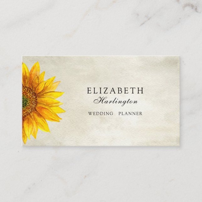 Rustic flower card. Sunflower. Country floral Business Card (Front)