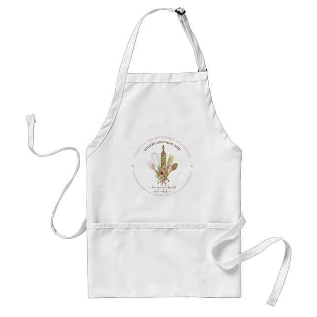Rustic Flower Catering Bakery Chef Cook Adult Apron (Front)