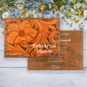 Rustic Flower Country Western Rehearsal Dinner Invitation
