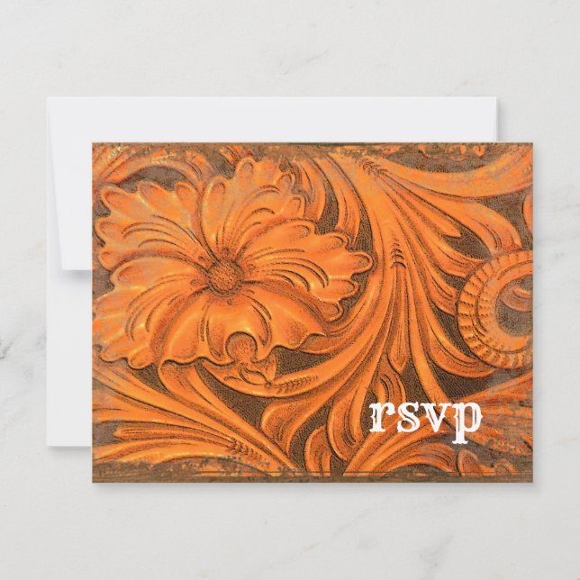 Rustic Flower Country Western Wedding RSVP Card (Front)