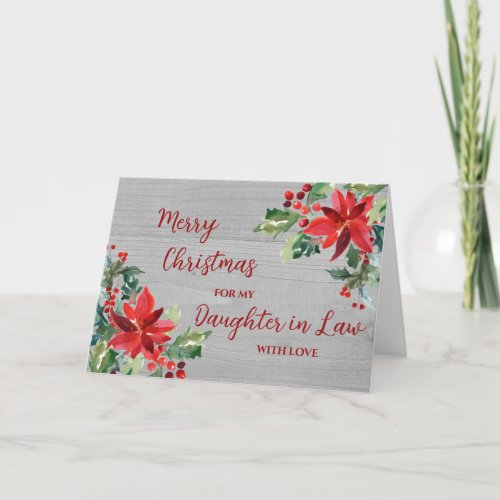 Rustic Flower Daughter in Law Merry Christmas Card