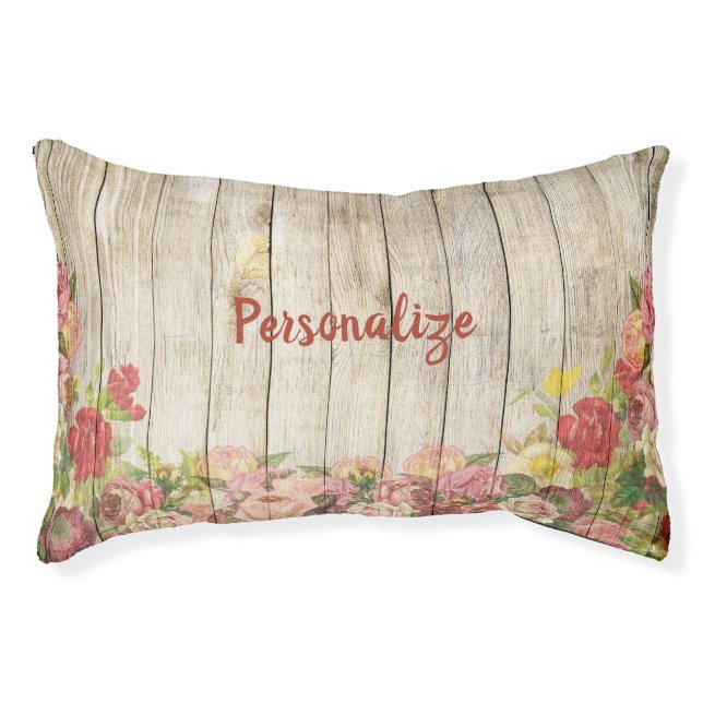 Rustic Flower Garden Wooden Fence Dog Cat Pet Bed (Front)