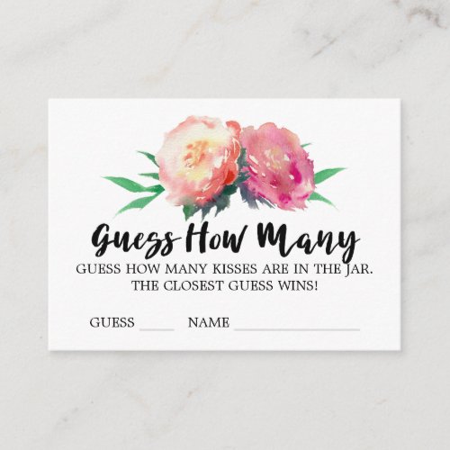 Rustic Flower Guess How Many Kisses Game Cards