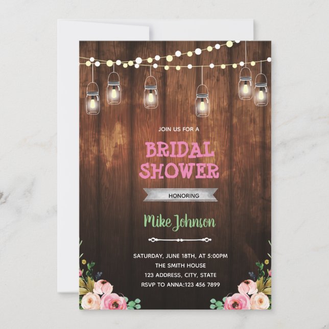 Rustic flower retirement party theme invitation (Front)