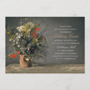 Rustic Flower Vase Vintage Painting Retirement Invitation