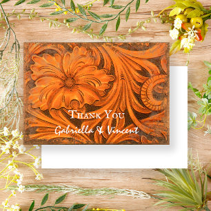 Rustic Flower Western Wedding Thank You Note Invitation