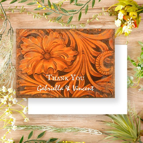 Rustic Flower Western Wedding Thank You Note Invitation