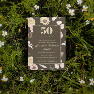 Rustic Flowers 50th wedding anniversary Invitation