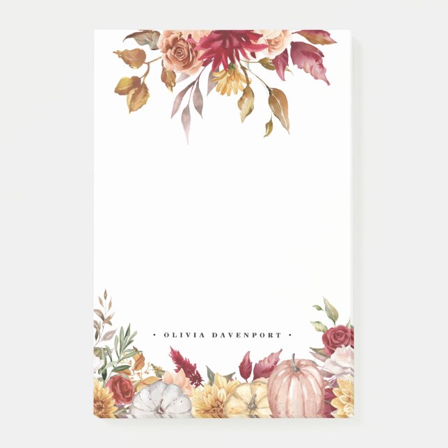 Rustic Flowers and Pumpkins fall Notes  (Front)