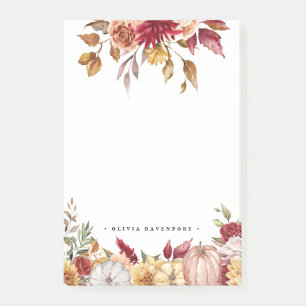 Rustic Flowers and Pumpkins fall Post-It Notes