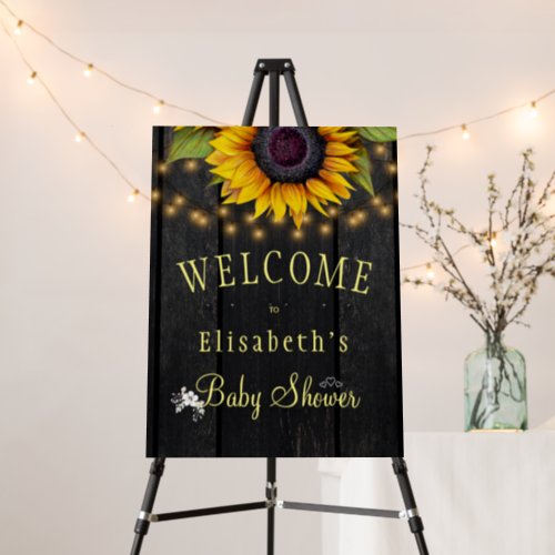 Rustic flowers backyard baby shower welcome sign