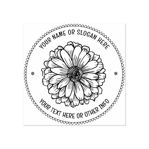 RUSTIC FLOWERS BOTANICAL  Custom Busines Logo  Rubber Stamp