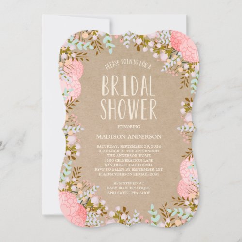 Rustic Flowers  Bridal Shower Invitation