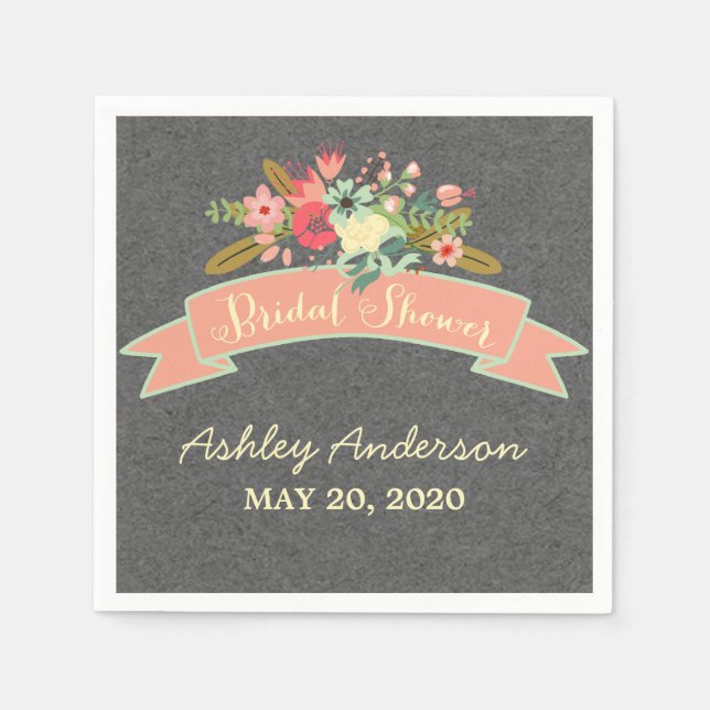 Rustic Flowers Bridal Shower Paper Napkins (Front)