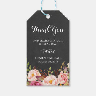 Rustic Flowers Chalkboard Decor Wedding Thank You Gift Tags