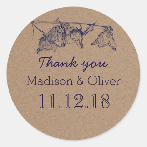 Rustic Flowers Country Wedding Thank You Classic Round Sticker