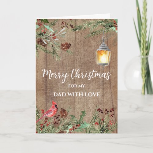 Rustic Flowers Dad Merry Christmas Card