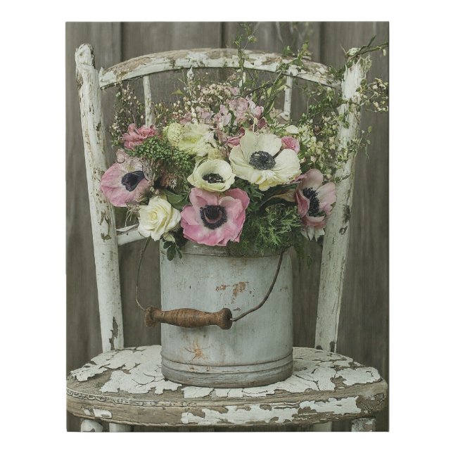 Rustic Flowers Faux Wrapped Canvas Print (Front)