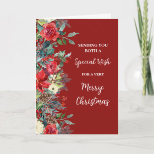 Rustic Flowers For Couple Christmas Holiday Card