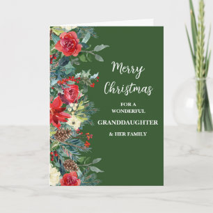 Rustic Flowers Granddaughter & Family Christmas Card
