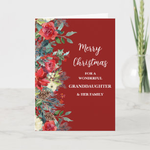 Rustic Flowers Granddaughter & Family Christmas Card