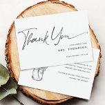 Rustic Flowers Minimal Modern Script Bridal Shower Thank You Card<br><div class="desc">Simple minimal modern script "thank you" bridal shower card. On the back with wildflowers in a jar in dark blue with customizable text.</div>