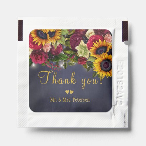 Rustic flowers Mr and Mrs chalkboard wedding Hand Sanitizer Packet