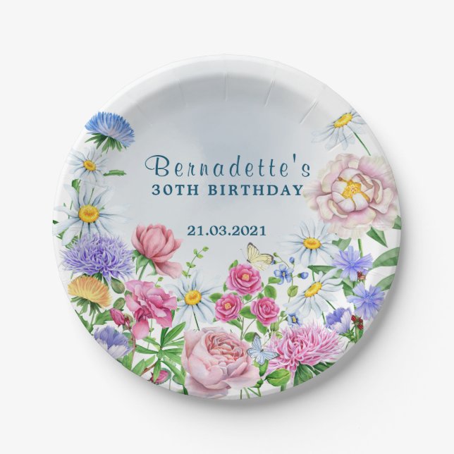 Rustic Flowers Paper Plate (Front)