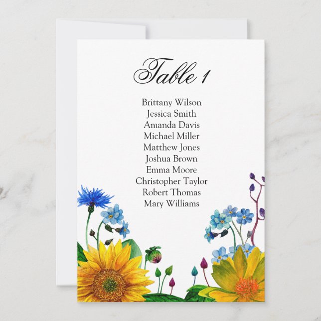 Rustic flowers seating chart. Wedding table plan Invitation (Front)
