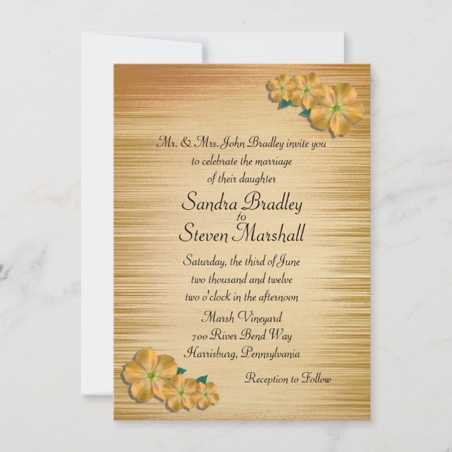 Rustic Flowers Wedding Invitation (Front)