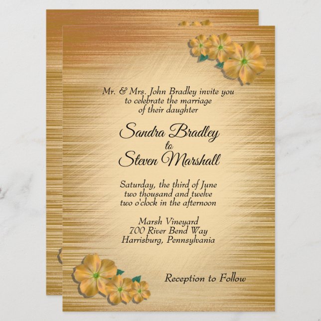 Rustic Flowers Wedding Invitation (Front/Back)