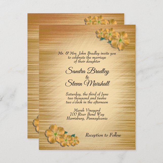 Rustic Flowers Wedding Invitation (Front/Back)