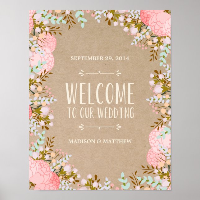 Rustic Flowers | Wedding Reception Sign (Front)