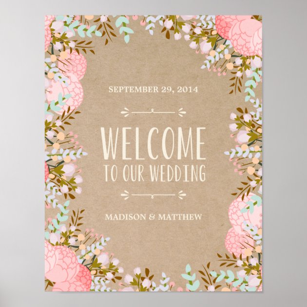 Rustic Flowers | Wedding Reception Sign Poster