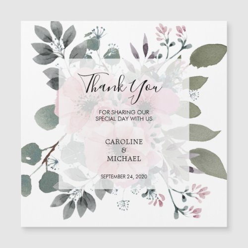 Rustic flowers Wedding thank you magnetic card