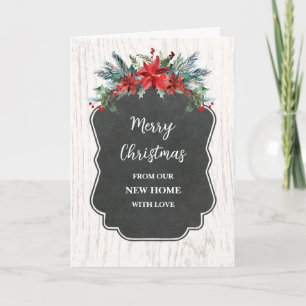 Rustic Flowers We've Moved New Address Christmas Card
