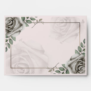 Rustic Flowers White Roses Wedding Invitation Envelope