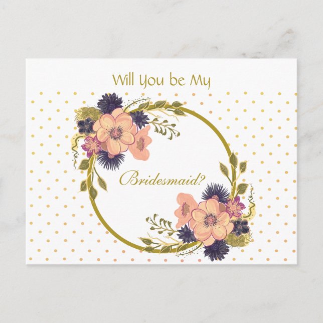 Rustic Flowers , Will You Be My Bridesmaid Invitation Postcard (Front)