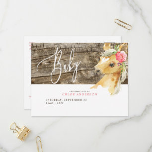 Rustic Foal Baby Girl Shower Invitation Postcard