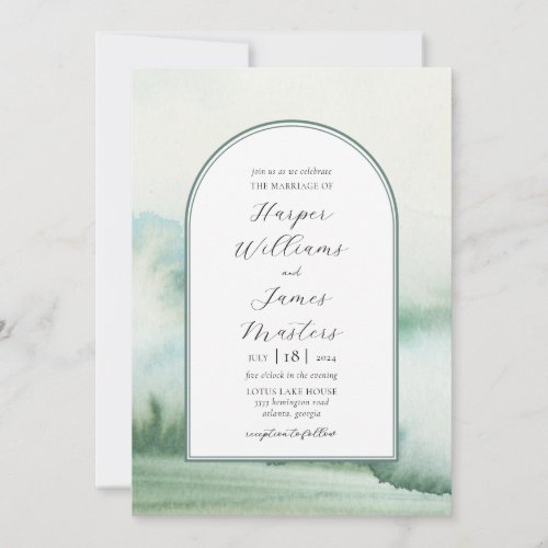 Rustic Foggy Forest Destination Wedding Invitation