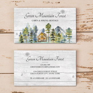 Rustic Foggy Forest Mountain Cabin Business Card
