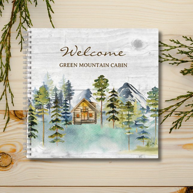Rustic Foggy Forest Mountain Cabin Guest Book (In situ)