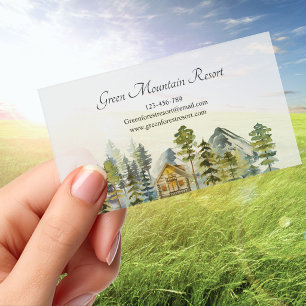 Rustic Foggy Forest Mountain Cabin Plastic Clear Business Cards