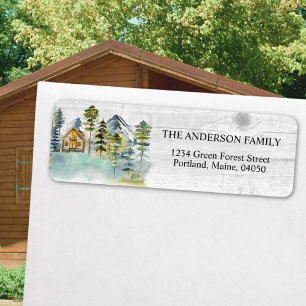 Rustic Foggy Forest Mountain Cabin Return Address Label
