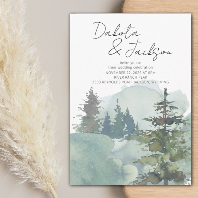Rustic Foggy Forest Mountain Destination Wedding Invitation (Creator Uploaded)