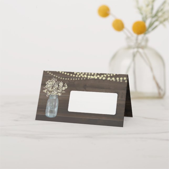Rustic Folded Tent Style Place Card (Front)
