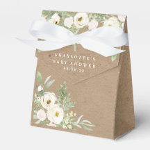 Rustic Foliage and White Baby Shower Favor Box