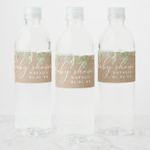 Rustic Foliage and White Water Bottle Labels